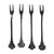 4pcs 2 Prong Fruit Fork Stainless Steel Mini Salad Fruit Dessert Tasting Forks for Home Kitchen PartyRuthenium Black