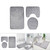 3pcs/set 3D Seashell Printing Dustproof Water Absorbent Bathroom Mat Set (Gray)