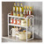 Tabletop Kitchen Storage Rack White Plastic Double Layers Telescopic Kitchen Shelf Organizer for Home Stove Basin 8512 2