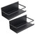 2Pcs Magnetic Spice Rack Space Saving Iron Fridge Shelf with 4 Removable Hooks for Spices Bottle Olive Oil Storage Black