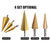 3pcs HSS Step Drill Bit Set 4-32mm 4-20mm 4-12mm Straight Groove Step Drill Bit Titanium Coated Wood Metal Hole Cutter Core Drill Bit Set Metric