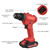 21V Portable Cordless Electric Drill 3/8 Inch Chuck Handheld Power Drill Screwdriver with 1.5Ah Battery Fast Charger, Bits Sleeves Extension Shaft, LED Work Light 2-variable Speed 25+1 Torque Adjustment 30N.m