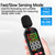 Household Noise Decibel Tester Professional 30-130dB Digital Noise Meter Handheld Fully Functional Digital Sound Level Meter LCD Backlit Display with Analogue Bar Maximum Minimum Display Data Hold Auto Shutdown and Under Voltage Indication Functions