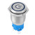 Blue LED Flat Round Head Self Reset Metal Push Button Ring with Power Symbol 16mm(24V)