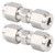 2Pcs 316 Stainless Steel Compression Fitting Straight DoubleFerrule Tube Adapter(Ф6 )