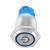 Blue LED Flat Round Head Self Reset Metal Push Button Ring with Power Symbol 16mm