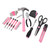 39 Pcs Household Tool Kit Pink Portable Hand Toolbox Hammer Screwdriver Wrench Repair Maintenance Tool Set for Girl