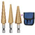 3Pcs Step Drill Bit Imperial HSS Ti Coated Grooved Hex Shank Tool with Cloth Bag British System