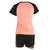 Womens Summer Casual 2 Piece Short Sleeve Outfits Sets Workout Fitness Clothes Suit(Orange Pink Black Short Sleeve Black Orange Pink High Waist Shorts XL)