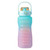 2pcs Straw Bottle Leakage Proof Frosted Gradient Color Portable Sports Water Cup with Scale 2000ml 800ml Gradient Green