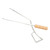 Fire Pit Tongs Heavy Duty Stainless Steel Lengthen Widen Thicken Beech Wood Handle Fire Tongs for BBQ Fireplace