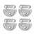 4 Sets Marine Grade Folding Pad Eye 316 Stainless Steel Marine 8MM D Shaped Connecting Rings Folding Pad Eye Hooks