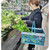 Picnic Basket Foldable Medium Japanese Style Portable Handle Travel Carrying Basket for Outdoor Home Blue with Grey