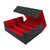 Card Deck Box 3 Rows Large Capacity Magnetic Closure PU Leather Card Deck Storage Case for Game Cards Tarot Cards Black Shell with Red Lining