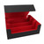 Card Deck Box 3 Rows Large Capacity Magnetic Closure PU Leather Card Deck Storage Case for Game Cards Tarot Cards Black Shell with Red Lining