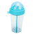 Dual Drink Straw Bottle Water Cup Leakproof Portable with Sticker for Outdoor Camping Sports Jogging Blue