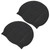 2pcs Unisex Adult Swim Hat Woman Men Waterproof Comfortable Silicone Swimming Pool CapBlack