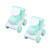 2Pcs Press and Roll Train Toy Plastic 360 Degree Press Stunt Flip Train for Boys Girls Gift Giving Green