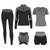 Womens Casual 5 Piece Yoga Fitness Outfits Sets Comfortable Workout Clothes Suit(Gray FivePiece Suit )
