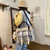 Cute Backpack with Accessories Check Dual Purpose Backpack Shoulder Bag Large Capacity Outdoor Travel Tote Bag Kids Bookbag