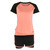 Womens Summer Casual 2 Piece Short Sleeve Outfits Sets Workout Fitness Clothes Suit(Orange Pink Black Short Sleeve Black Orange Pink High Waist Shorts L)
