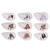 9PCS PU Leather Embroidery Waterproof Golf Putter Head Cover Iron Club Headcovers AccessoryBeige