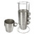 4PCS Camping Double Layer Cups Stainless Steel Food Grade Plastic Spraying Stackable Coffee Cup for Picnic Silver
