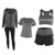5pcs Women Yoga Set Sportswear Gym Coat Long Sleeve Top Leggings Shorts Yoga SuitDark Gray XL