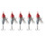 5Pcs Artificial Fishing Lure Lifelike Fishing Bait with Treble Hook for Saltwater Freshwater Red Head Silver Body