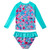 2pcs Girls Swimsuits Long Sleeve Crewneck Bathing Suit Breathable Sun Protection Rash Guard