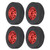 4Pcs RC Wheel Remote Control Tires Rubber Aluminum Alloy Accessories for WPL D12 CarRed
