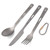 TOMSHOO Titanium 3 Piece Cutlery Set Lightweight Spoon Fork Cutter with Carabiner and Drawstring Sack for Outdoor Camping Hiking Backpacking Picnics Tableware