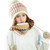 Women Knitted Beanie Hat Scarf Set Warm Thick Crochet Pompoms Hat Neckerchief for Outdoor Ski Snowboard