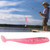 20PCS 7.5cm Soft Plastic Fishing Lures t tail Grub Worm Baits Fish Tackle Accessory(Pink)