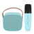 Mini Karaoke Machine with Wireless Microphone Portable Bluetooth Speaker for Kids Adults Blue