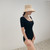 Short Sleeve One Piece Swimsuit Woman Backless Push Up Swimwear for Swimming Hot Spring Beach Black XL
