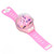 Mini RC Car Watch Toys Cute Shape USB Charging Silicone Strap Wrist RC Car Watch Toy for Boys Girls Pink