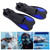 Men Women Swim Foot Fins Swimming Diving Open Heel Adjustable Snorkel Fin Blue XL
