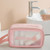 Transparent Makeup Bag Large Capacity Waterproof Travel Cosmetic Bag with Handle for Women Pink