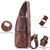 Men Leather Sling Bag Casual Shoulder Chest Crossbody Bag Hiking Travel Daypack