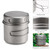1100ML / 1600ML Titanium Pot Pan Set Super Lightweight Camping Cookware Set Portable Cooking Tool with Folding Handle
