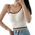 Women Short Tank Top Fashionable Seamless Irregular Slim Fitting Sleeveless Strap Tank Top for Daily Fitness White