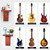 2pcs Multifunction Wall Guitar Hanger DIY Kit Mahogany Wooden Wall Mounted Hanger Shelf Pick Holder Screw Fixed for Acoustic Classic Electric Guitars Bass Ukulele Household Ornaments