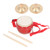 Chinese Drum and Cymbal Set Sheepskin Wooden Drum with Adjustable Strap Traditional Waist Drum Instrument Playset