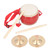 Chinese Drum and Cymbal Set Sheepskin Wooden Drum with Adjustable Strap Traditional Waist Drum Instrument Playset