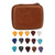Guitar Pick Bag Set Large Space Waterproof Good Protection EVA Cloth Storage Holder Case with 15 Pcs Guitar Picks Brown (with Strap)