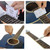 Electric Guitar Bass Care Repairing Tool Set Luthier Setup Maintenance Kit Including 2 Set of Strings 1 String Action Ruler 1 Guitar String Winder 1 Steel Ruler 3 Guitar Files 6 Guitar Bridge-Pins 5 Picks Nylon Carrying Bag and More
