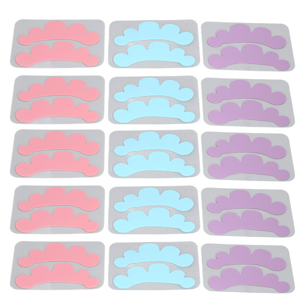15 Pairs Eyelash Extension Under Eye Pads Cloud Shaped Reusable Silicone Lash Grafting Eye Pads Pink Blue Purple