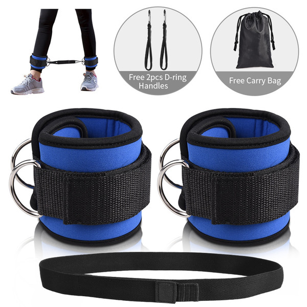 Ankle Straps for Cable Machines with Hook and Loop Resistance Band, Double D Ring Designe