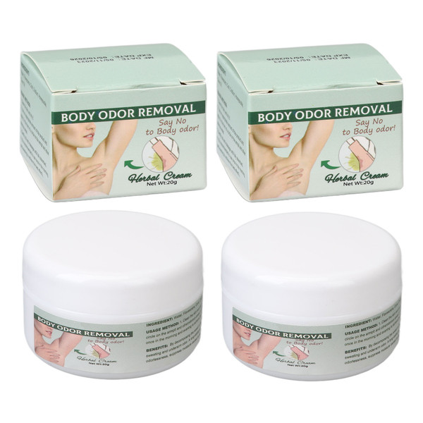 2pcs Armpit Deodorant Cream Long Lasting Sweat Protection Refreshing Herbal Underarm Care Cream 20g